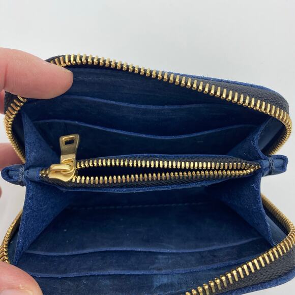 Portland Leather Goods Women’s Small Zip Wallet Blue Leather - Picture 2 of 6